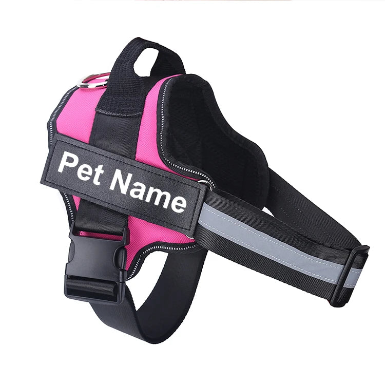 Dog Harness NO PULL Reflective, Breathable, Adjustable Pet Harness Vest with ID Custom Patch Outdoor Walking Dogs