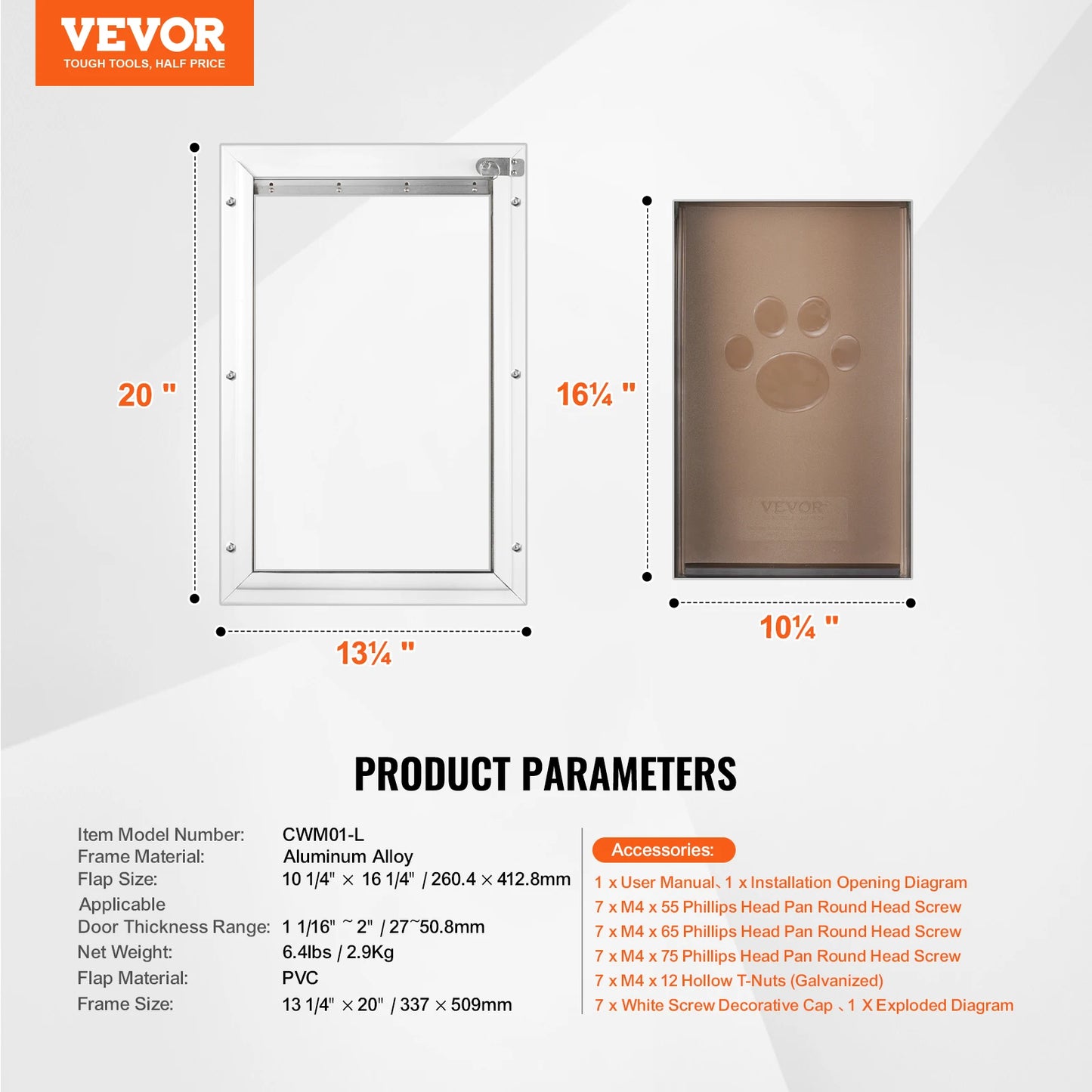 SucceBuy Pet Door Aluminum Frame with Lock and Flap System, Weatherproof Doggy Door Easy to Install in Interior or Exterior Doors