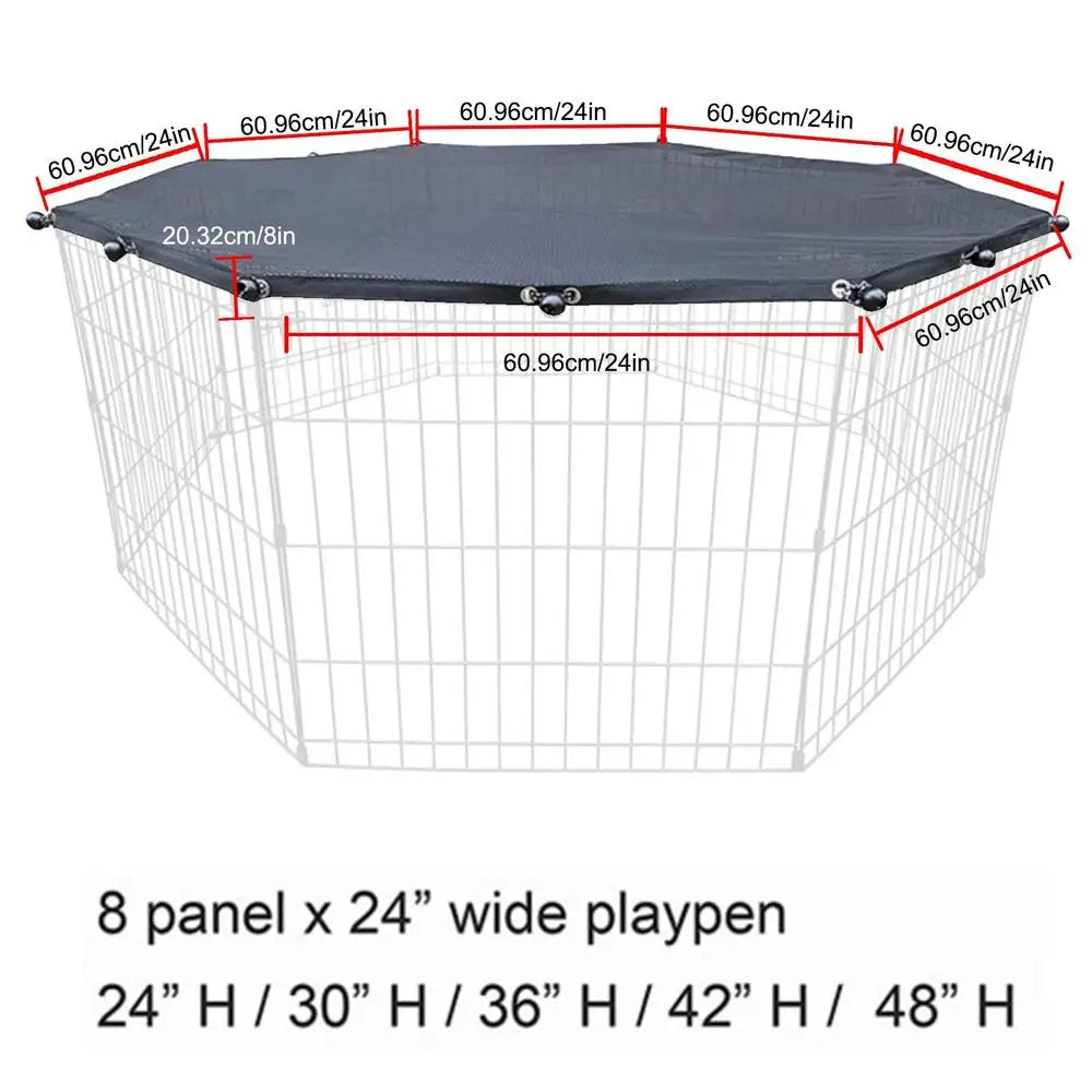 Dog or Puppy Playpen Covered from Sun and Rain, Rain Proof Cover, Fits 8 Panels Dog Pen For Outdoor or Indoor, Escape-Proof