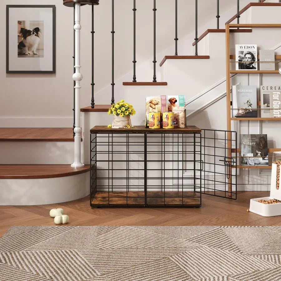Extra Small Dog Crate, Furniture Stylish Durable Indoor Dog Kennel with Storage Top, Secure Lock