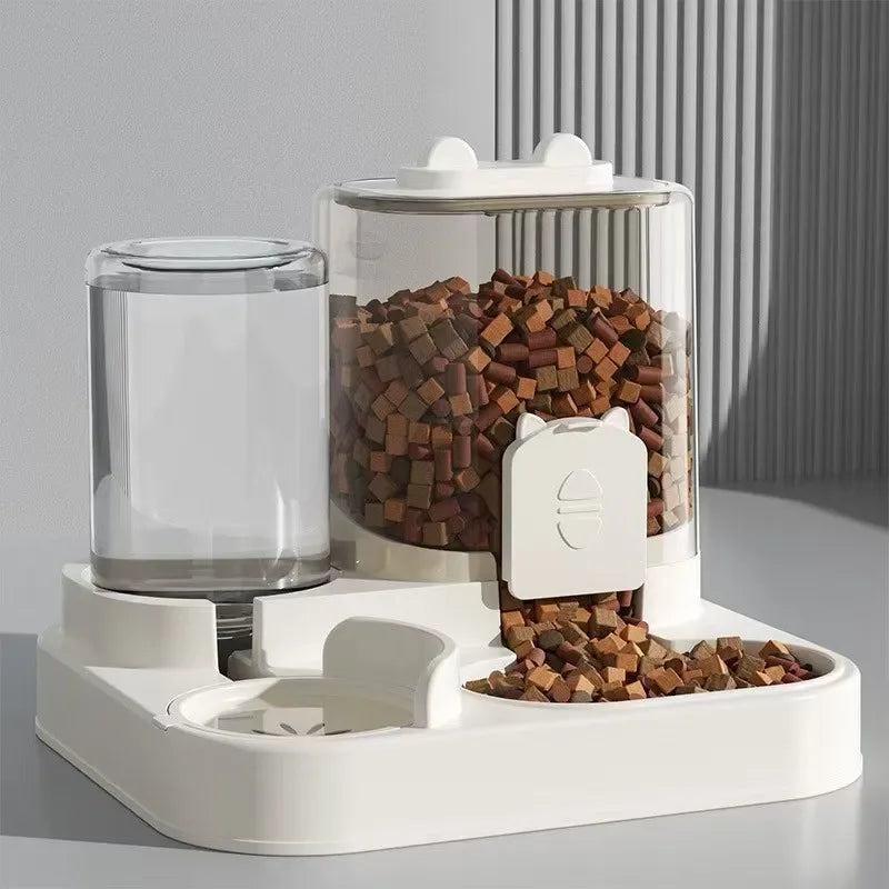Automatic Feeder Dog or Cat Food Bowl With Water Fountain, Large Capacity Pet Food Storage Dispenser