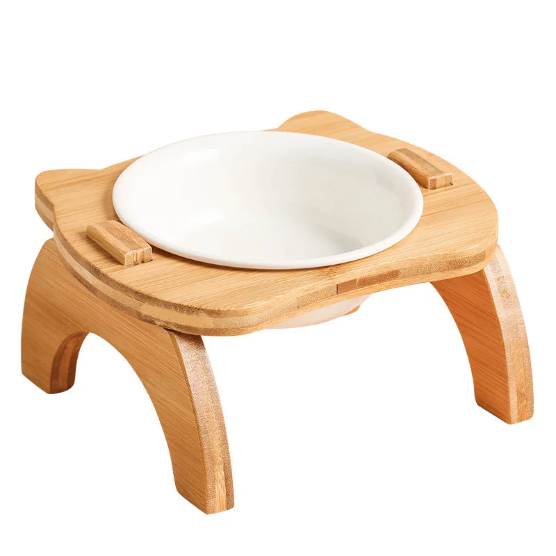 ATUBAN Cat Bowl with Stand,Smavles Cat Food Bowl Anti Vomiting Ceramic Cats Bowls With Stand, 15° Tilted Cats Water Bowl Set