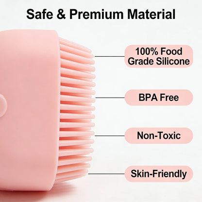 Pet Massage Brush, Shampoo Dispenser with Soft Silicone Rubber Bristle for Dogs and Cats, Shower Grooming Tool