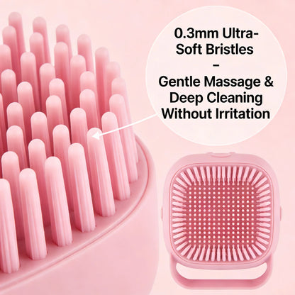 Pet Massage Brush, Shampoo Dispenser with Soft Silicone Rubber Bristle for Dogs and Cats, Shower Grooming Tool