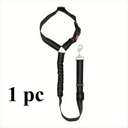 1 Black Pet Car Safety Rope, Anti Slip Buckle Design, Elastic Safety Restraint Belt, Suitable for Small and Large Dogs