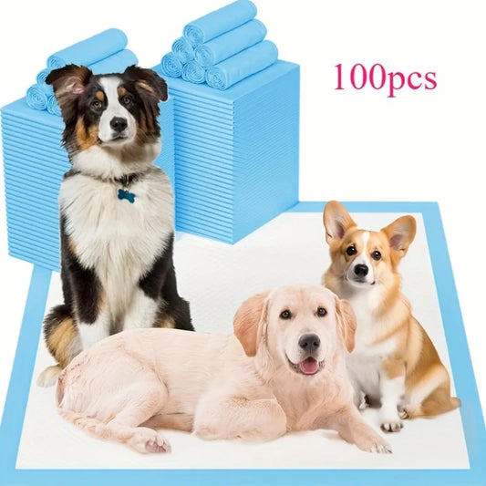 100Pcs Super Absorbent Disposable Pet Urine Pads for Large Breeds, Potty Training and Travel - Ideal for Dogs, Puppies, Cats