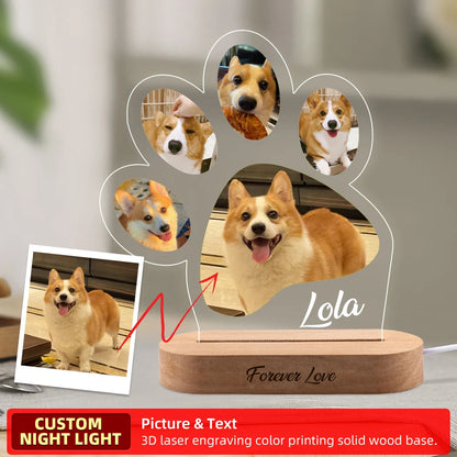 Custom Dog or Any Pet Photo Night Light, Pet Memoral Gift, Light Up Pet Memorial Plaque