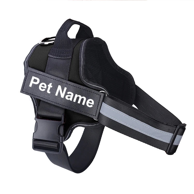 Dog Harness NO PULL Reflective, Breathable, Adjustable Pet Harness Vest with ID Custom Patch Outdoor Walking Dogs