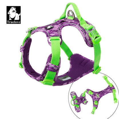 Truelove Pet Explosion-proof Dog Harness, Camouflage, Reflective Nylon Special Edition and Upgrade Version Easy to Adjust