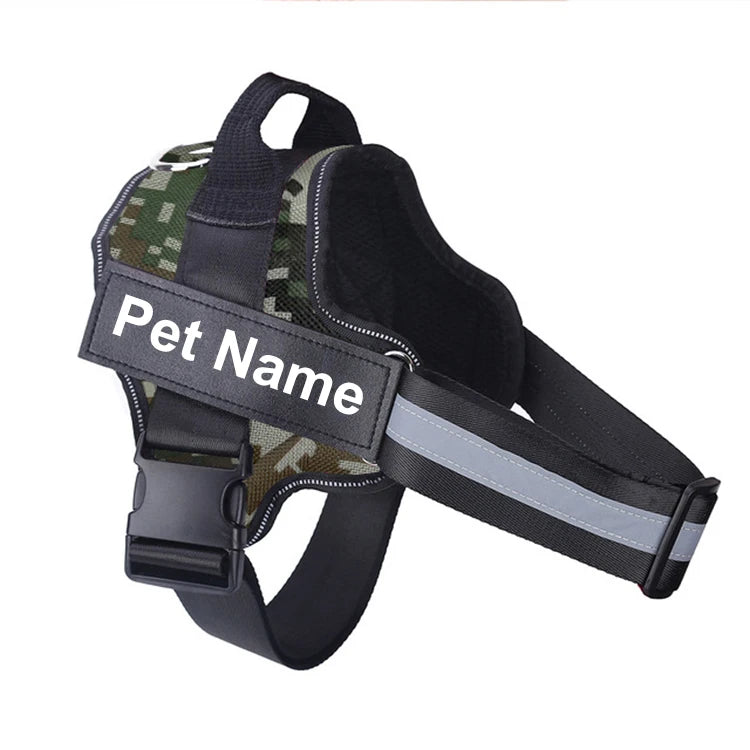 Dog Harness NO PULL Reflective, Breathable, Adjustable Pet Harness Vest with ID Custom Patch Outdoor Walking Dogs