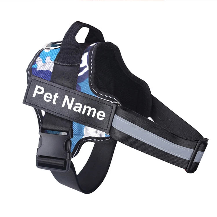 Dog Harness NO PULL Reflective, Breathable, Adjustable Pet Harness Vest with ID Custom Patch Outdoor Walking Dogs