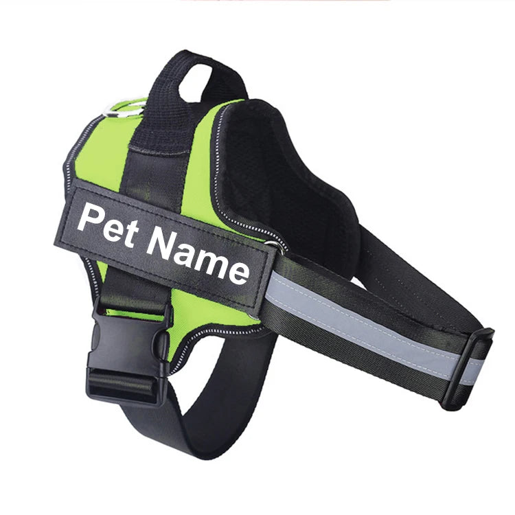 Dog Harness NO PULL Reflective, Breathable, Adjustable Pet Harness Vest with ID Custom Patch Outdoor Walking Dogs
