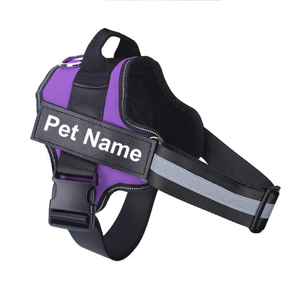 Dog Harness NO PULL Reflective, Breathable, Adjustable Pet Harness Vest with ID Custom Patch Outdoor Walking Dogs