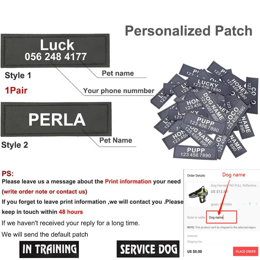 Dog Harness Vest, ID Patch Customized Reflective Breathable Adjustable Pet Harness For Dog