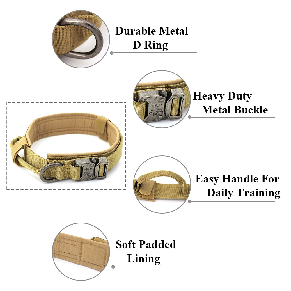Dog Training Collar, Adjustable Tactical Dog Collar And Leash Set Control Handle For Small and Big Dogs