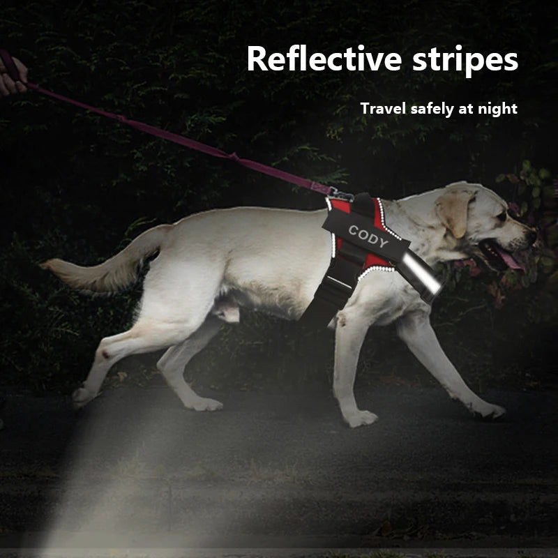 Dog Harness NO PULL Reflective, Breathable, Adjustable Pet Harness Vest with ID Custom Patch Outdoor Walking Dogs