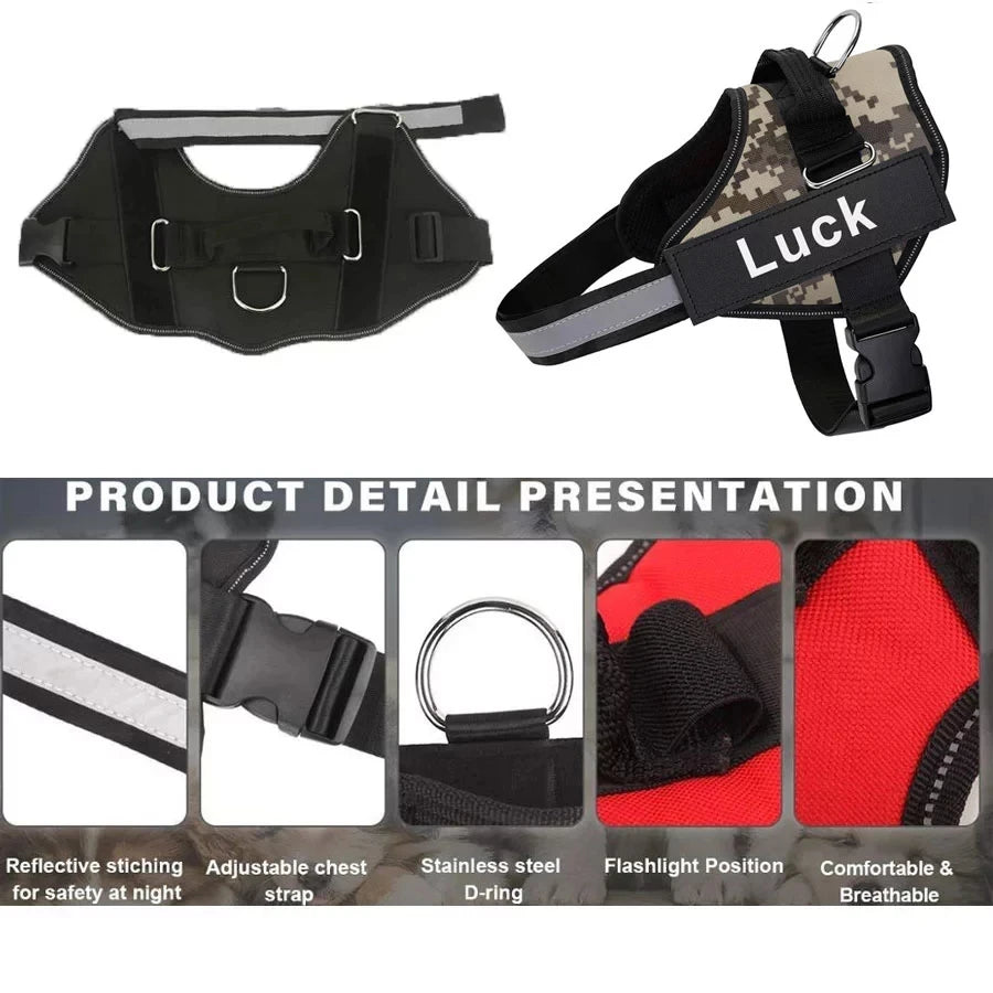 Dog Harness Vest, ID Patch Customized Reflective Breathable Adjustable Pet Harness For Dog
