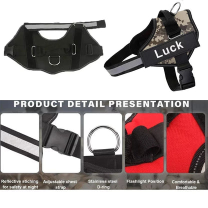 Dog Harness Vest, ID Patch Customized Reflective Breathable Adjustable Pet Harness For Dog