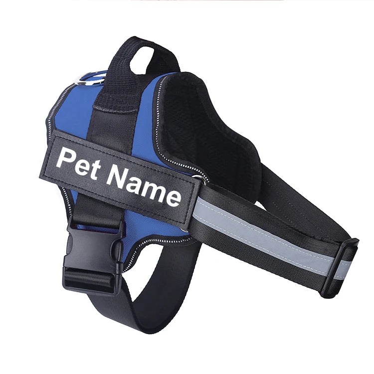 Dog Harness NO PULL Reflective, Breathable, Adjustable Pet Harness Vest with ID Custom Patch Outdoor Walking Dogs