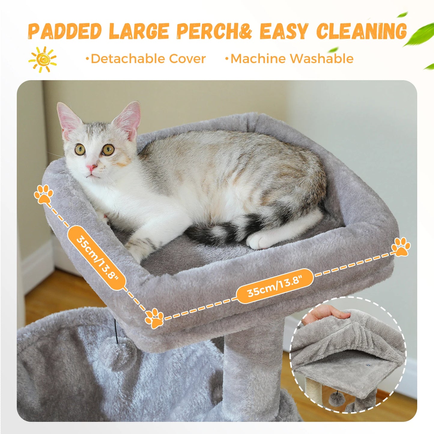 Large Cat Tree for Indoor Cats, Multi-Level Cat Tower with Sisal Scratching Post, 2 Spacious Condo, Cat Scratching Pad