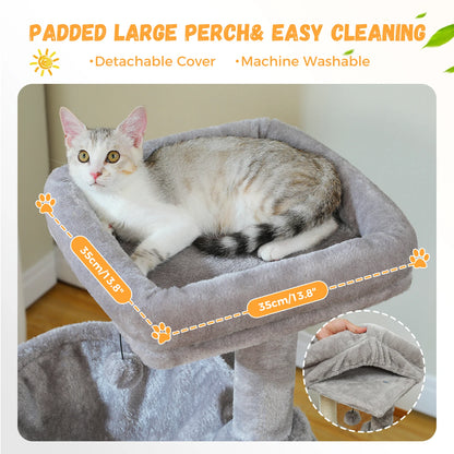 Large Cat Tree for Indoor Cats, Multi-Level Cat Tower with Sisal Scratching Post, 2 Spacious Condo, Cat Scratching Pad