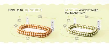 Foldable Cat Window Perch with 4 Strong Suction Cups Cordless Cat Window Hammock Removable Soft Cover White Brown Green