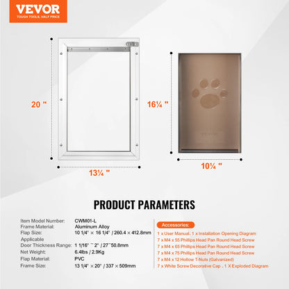 SucceBuy Pet Door Aluminum Frame with Lock and Flap System, Weatherproof Doggy Door Easy to Install in Interior or Exterior Doors