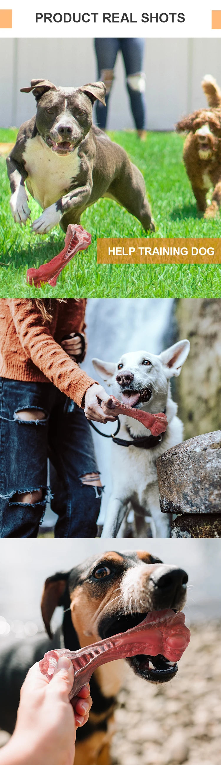 MASBRILL Dog Toys Aggressive Chewers, Large Dogs Bone-Shaped Indestructible Nylon Interactive Dog Toy, Teeth Cleaning