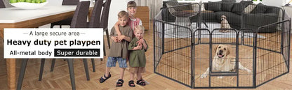 Dog Playpen | 40 Inch, 8 Panels | Heavy Duty Metal Pet Exercise Pen | Indoor Outdoor Fence Panels | Rust-Resistant, Removable