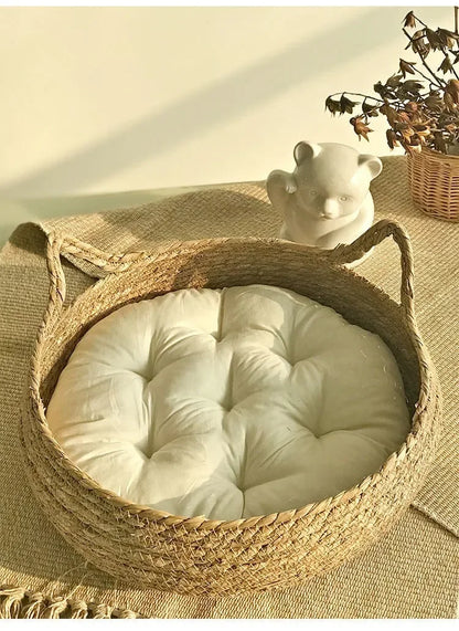 All Seasons Pure hand-woven rattan cat nest,  universal warm pad is removable and washable