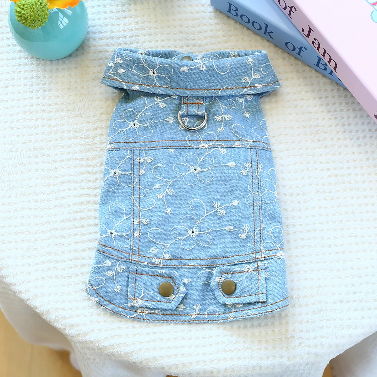 Denim Doggie Pet Jacket, Sleeveless Vest, Jeans Coat, Autumn or Spring Wear,  Apparel For Small, Medium, Dogs or  XS XL sizes for Cat or Puppy