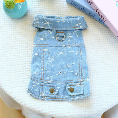 Denim Doggie Pet Jacket, Sleeveless Vest, Jeans Coat, Autumn or Spring Wear,  Apparel For Small, Medium, Dogs or  XS XL sizes for Cat or Puppy