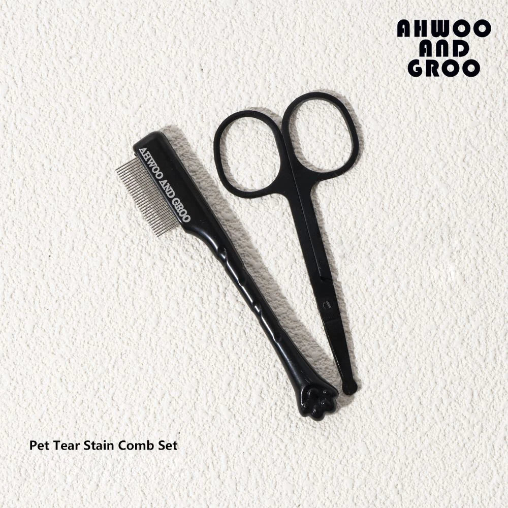 Pet Facial Cleaning Comb Set, Removes Tear Stains, Dog and Cat Hair Repair Scissors, Hair Comb