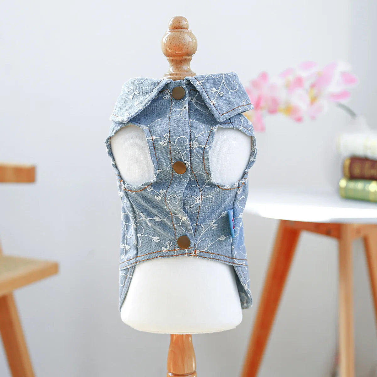 Denim Doggie Pet Jacket, Sleeveless Vest, Jeans Coat, Autumn or Spring Wear,  Apparel For Small, Medium, Dogs or  XS XL sizes for Cat or Puppy