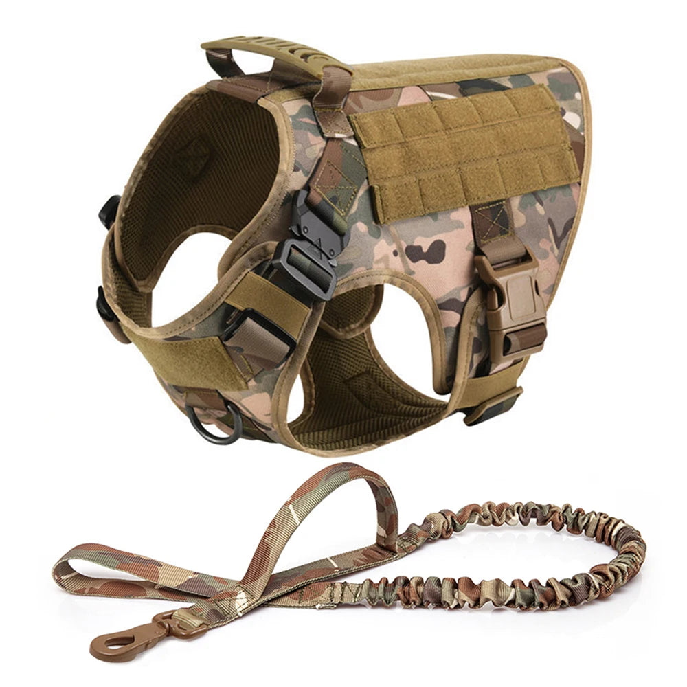 Tactical Dog Harness, Leash Set for Large Dogs, Military Harnesses for Training and Walking or Hunting
