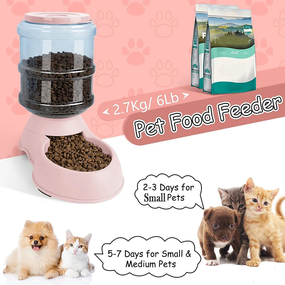 Automatic Water Dispenser Large Capacity, Pet Feeder Small Dog or CatFood Bowl
