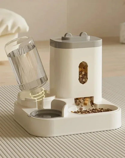 Automatic Feeder Dog or Cat Food Bowl With Water Fountain, Large Capacity Pet Food Storage Dispenser