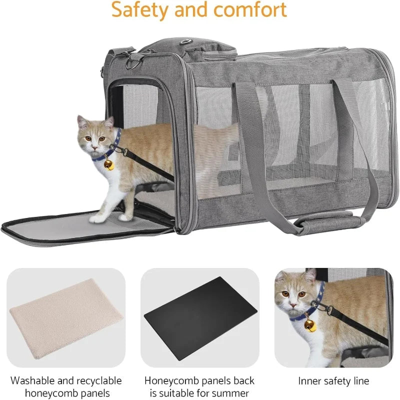 Airline Approved Pet Carrier for Cats and Dogs, Soft Travel Bag with Breathable Honeycomb Board,Removable Support Board for Pet