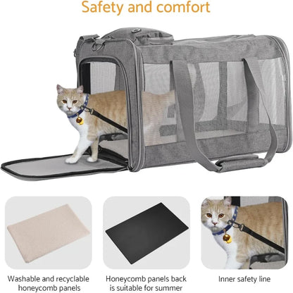 Airline Approved Pet Carrier for Cats and Dogs, Soft Travel Bag with Breathable Honeycomb Board,Removable Support Board for Pet