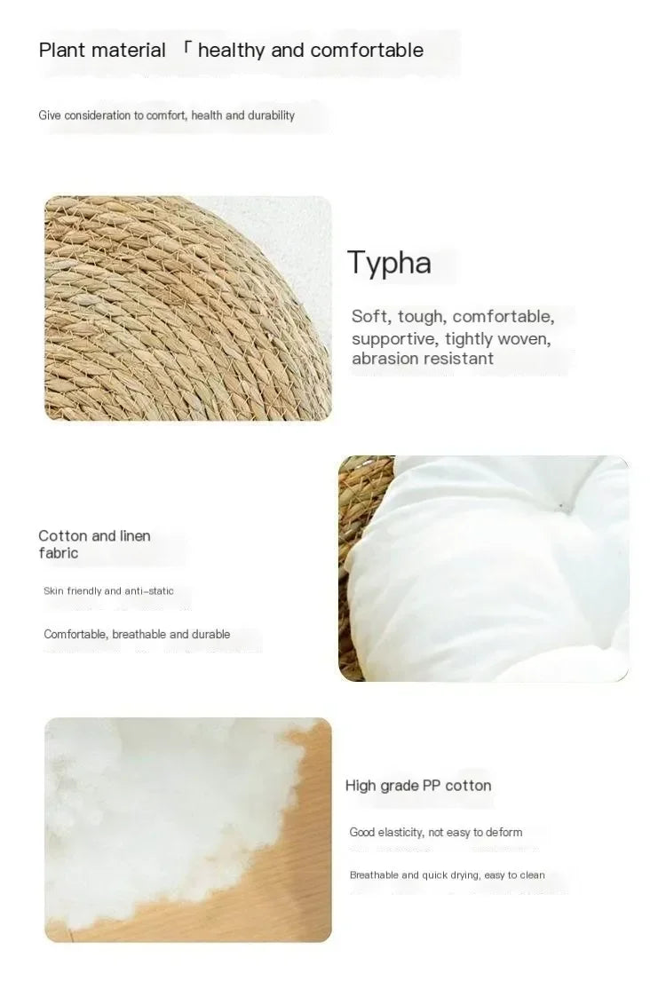 All Seasons Pure hand-woven rattan cat nest,  universal warm pad is removable and washable