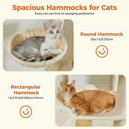 Tall Cat Tree for Indoor Cats, Big Cat Tower with Super Large Hammock, Cat Climbing Tree with Scratching Posts, Condo House Black