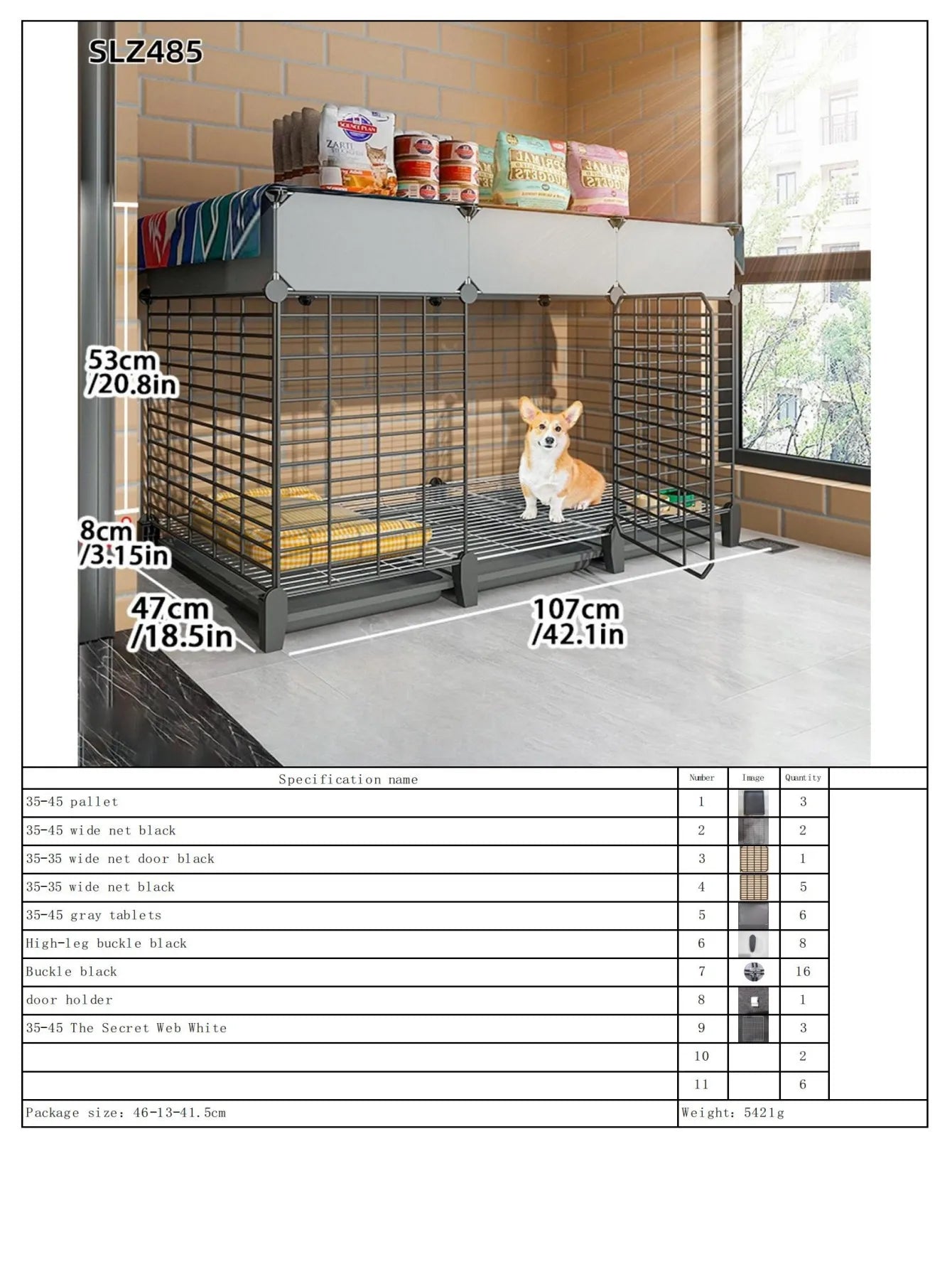 Dog Cage Small Dog Indoor with Separate Toilet Household Corgi Teddy Pomeranian House Kennel Dog Pet Fence