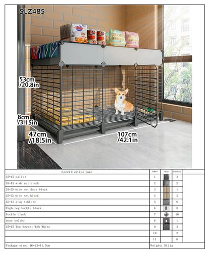 Dog Cage Small Dog Indoor with Separate Toilet Household Corgi Teddy Pomeranian House Kennel Dog Pet Fence
