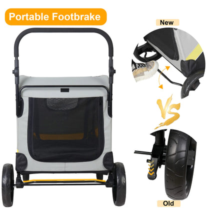 Premium Dog Stroller Pram 4 Wheel Foldable Cart, Pet Jogger Wagon for Small, Medium or Large Dogs