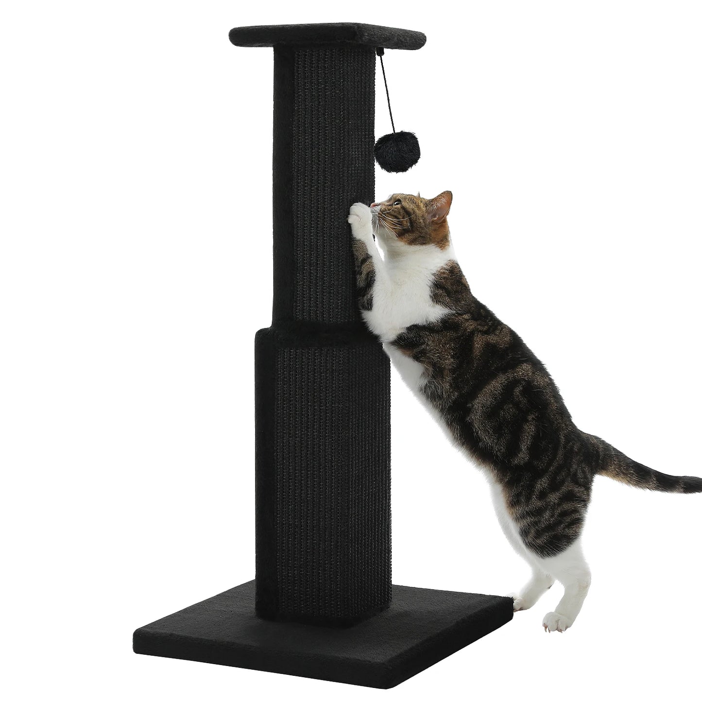 Large Cat Scratching Post for Indoor Cats, Ultimate Scratch Post with Woven Sisal Dangling Ball