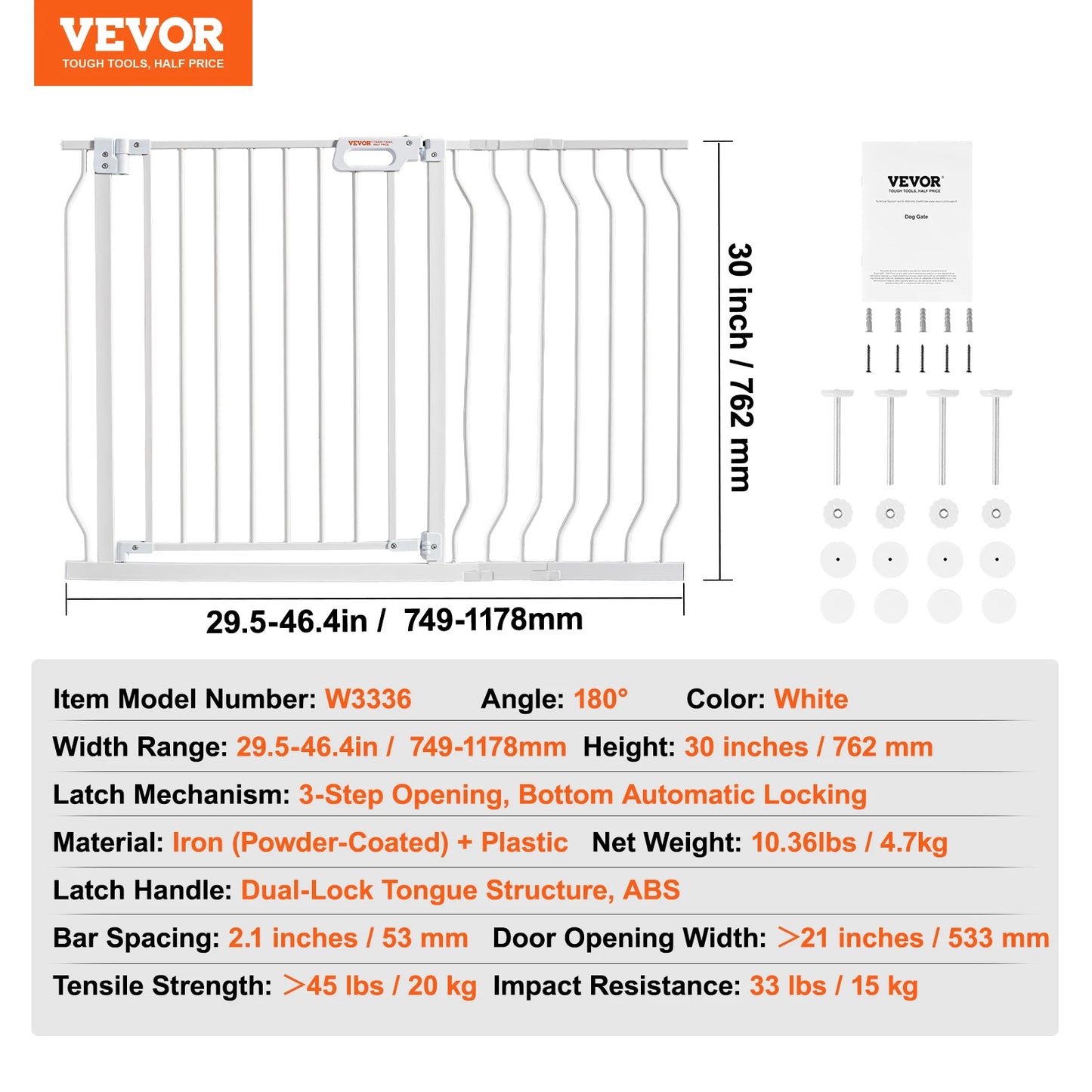 SucceBuy Baby Gate 28/30/36 Inches High, Dog Gate Easy Step Walk Thru, Child Pet Security, Pressure Mount Kit w/ Wall Cups
