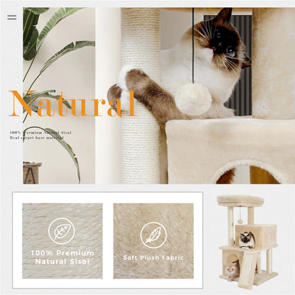 Large Cat Tree for Indoor Cats, Multi-Level Cat Tower with Sisal Scratching Post, 2 Spacious Condo, Cat Scratching Pad