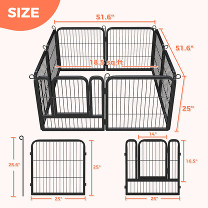 Dog Playpen with Door, Outdoor/Indoor Foldable Metal Pet Fence, Heavy Duty Exercise Pen for Yard, RV Camping
