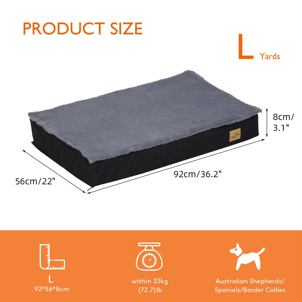Large Orthopaedic Dog Bed Waterproof Cushion, Pet Mattress 2 In 1 Pet Dog Crate Bed with Removable Washable Cover Indoor Outdoor