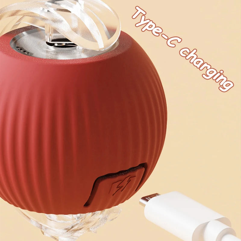 2Pcs Cat Interactive Ball, Automatic Rolling Ball Faux Tail ,Rechargeable Smart Pet Electric, Imitates a mouse